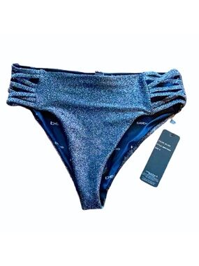Bebe high waist silver glitter cutout bikini size small